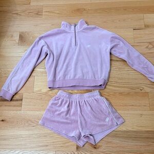 Superdry Women's Velour Half Zip Sweatshirt and Shorts